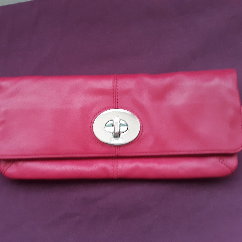 Rare!  Hot Pink Coach Clutch with Turn Lock